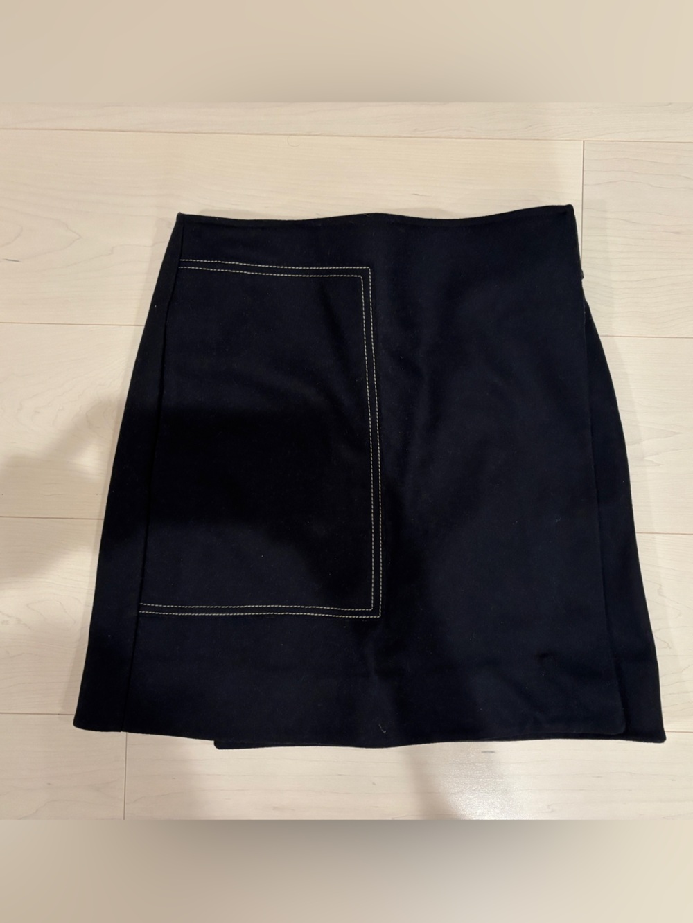 Cos Navy Women’s A-Line Wool Mini Skirt with Contrast Stitching (Never Worn)
